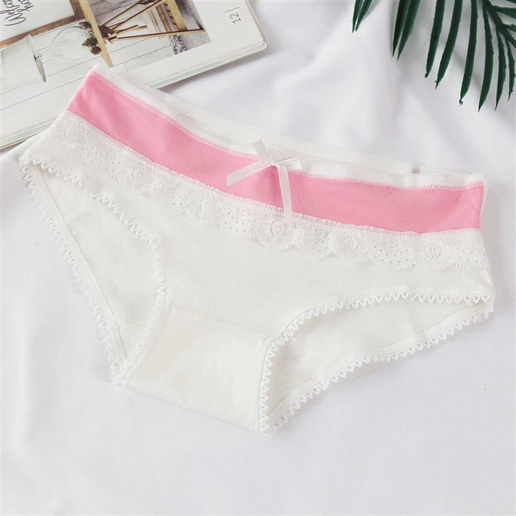 Candy Color Cotton Ladies Cute Bow Panties