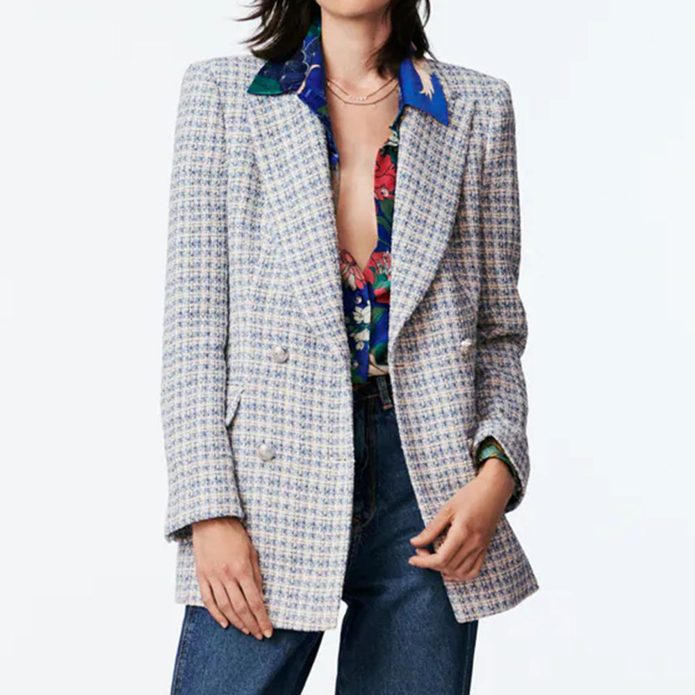 Autumn New Ladies Style Textured Double-breasted Blazer