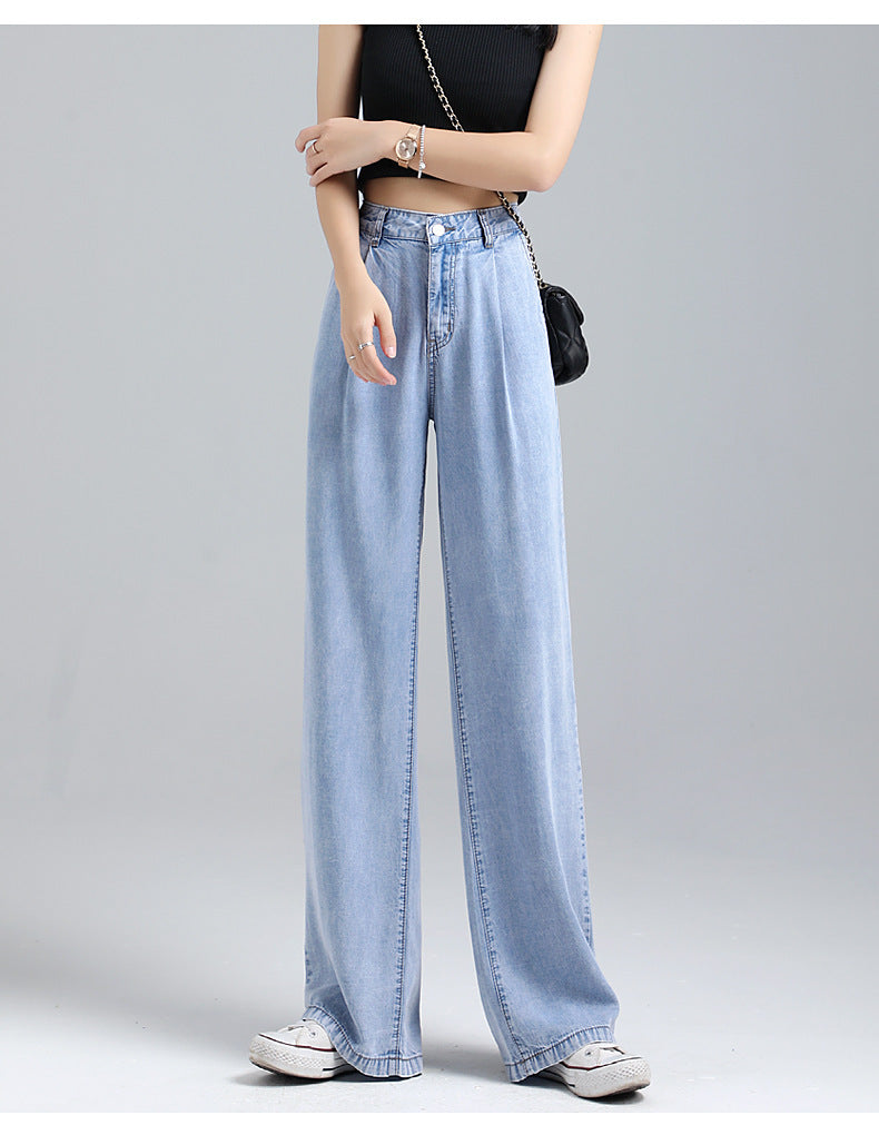 Tencel jeans wide leg pants for women in summer