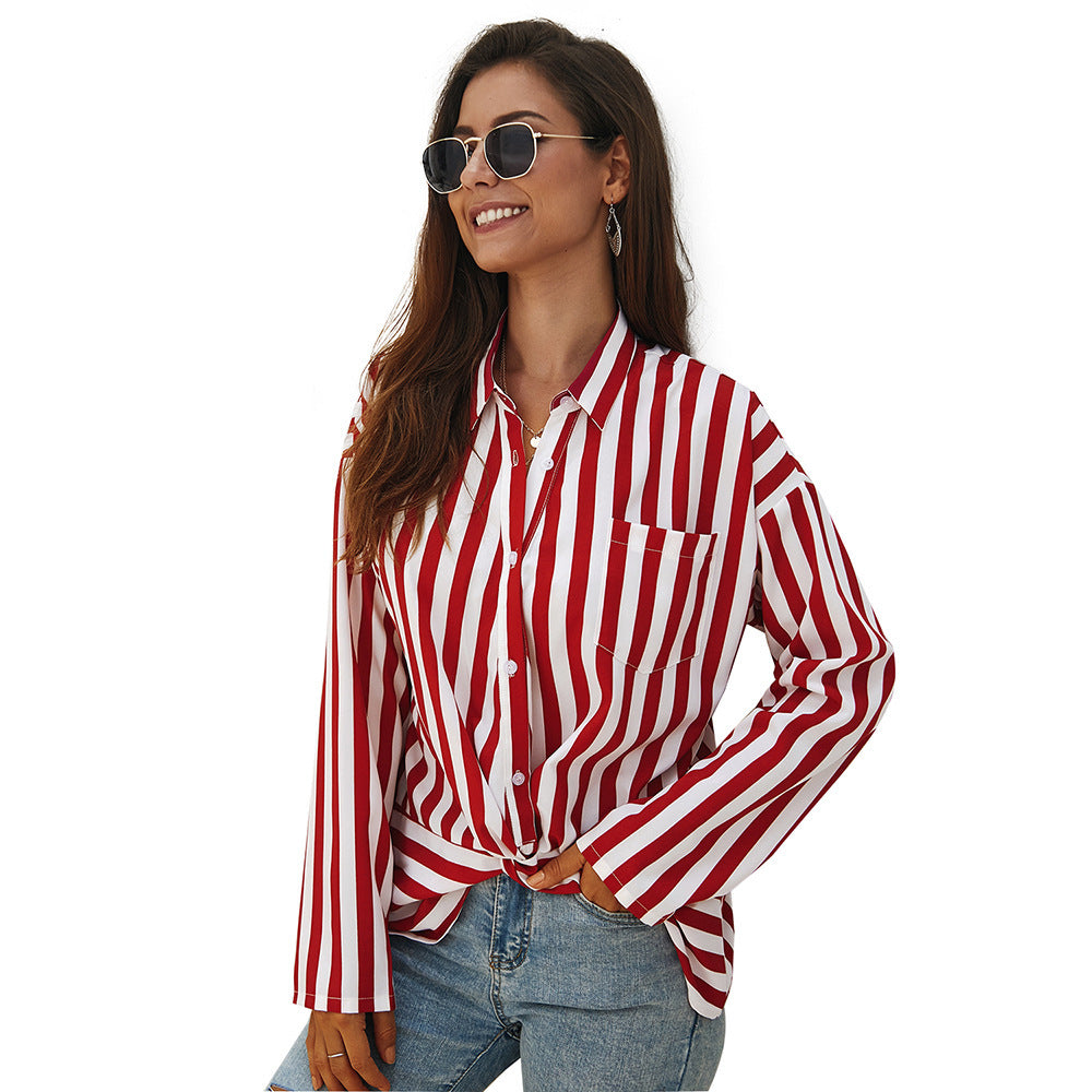 Ladies Knotted Striped Top