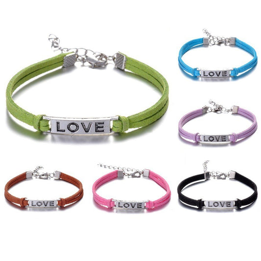 Horizontal love alloy bracelet for men and women