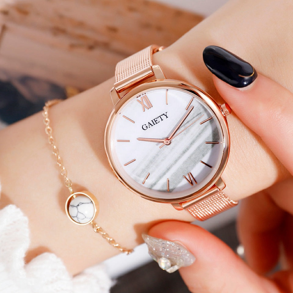 Women Rose Gold Water Drill Bracelet Watch