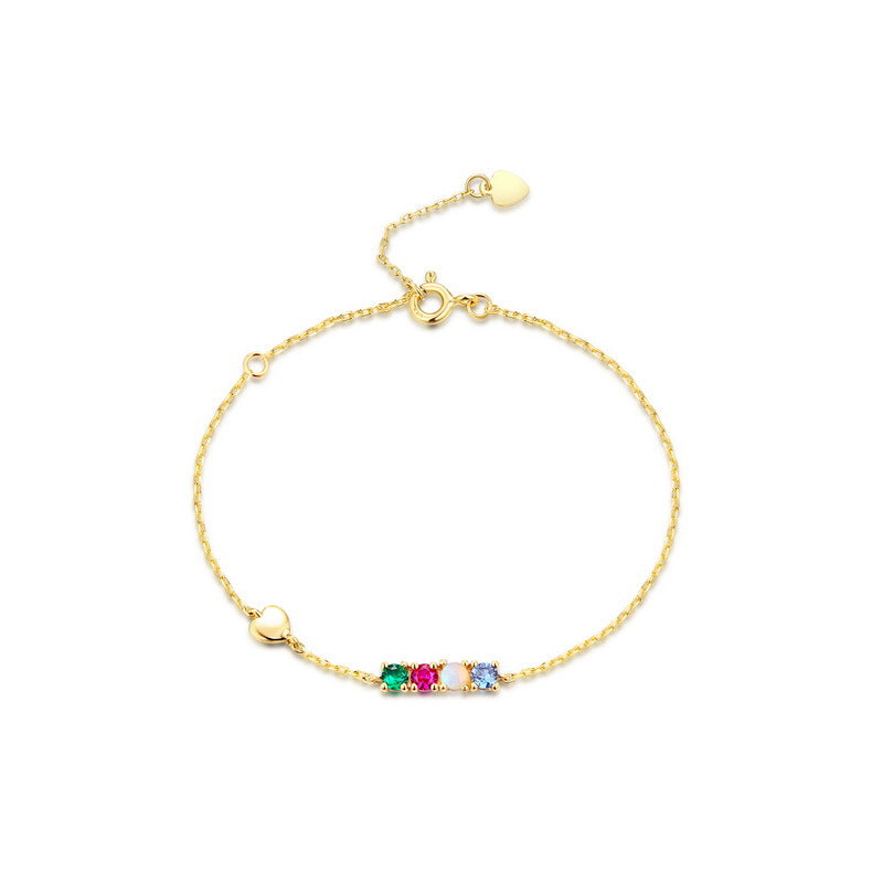 Natural 9K Gold Inlaid Red And Blue Spinel Bracelet For Women