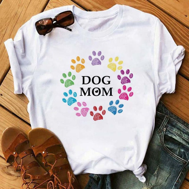 Tee Shirt Short-Sleeves Peace Funny Female Love Dogs Casual Fashion Women Kawaii O-Neck