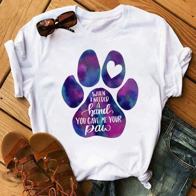 Tee Shirt Short-Sleeves Peace Funny Female Love Dogs Casual Fashion Women Kawaii O-Neck