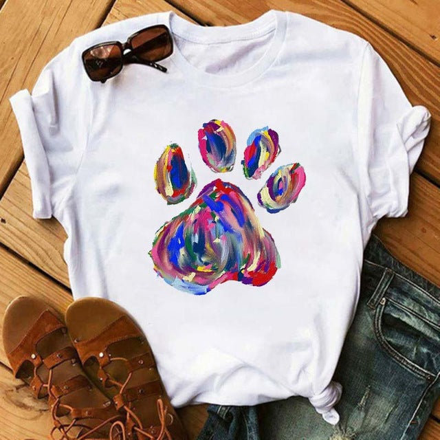 Tee Shirt Short-Sleeves Peace Funny Female Love Dogs Casual Fashion Women Kawaii O-Neck