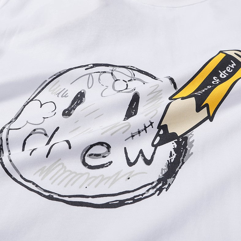Hand-Painted Tee Justin Bieber With Smiley Face Pencil Sketch T-Shirt