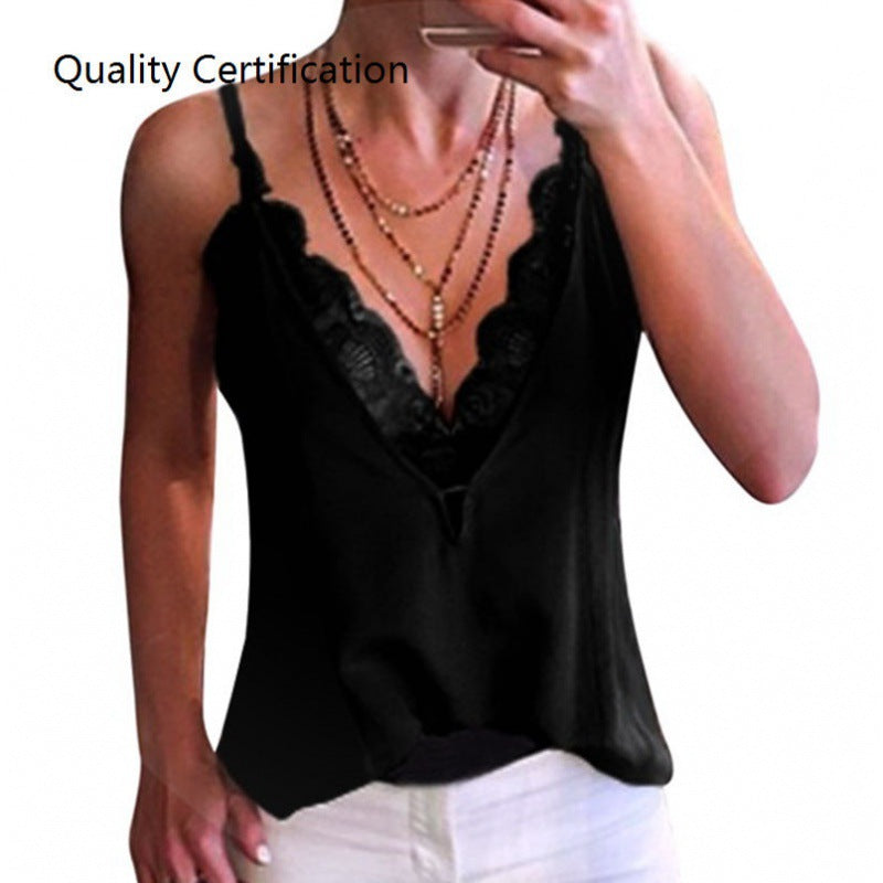 Trap Tank Tops Deep V-Neck Vests Spaghetti Straps