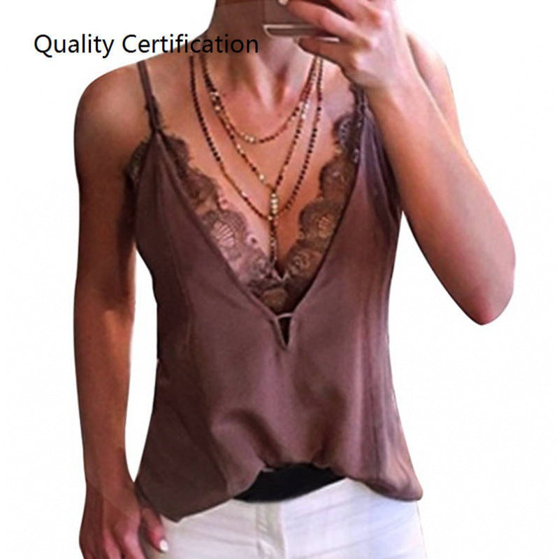 Trap Tank Tops Deep V-Neck Vests Spaghetti Straps