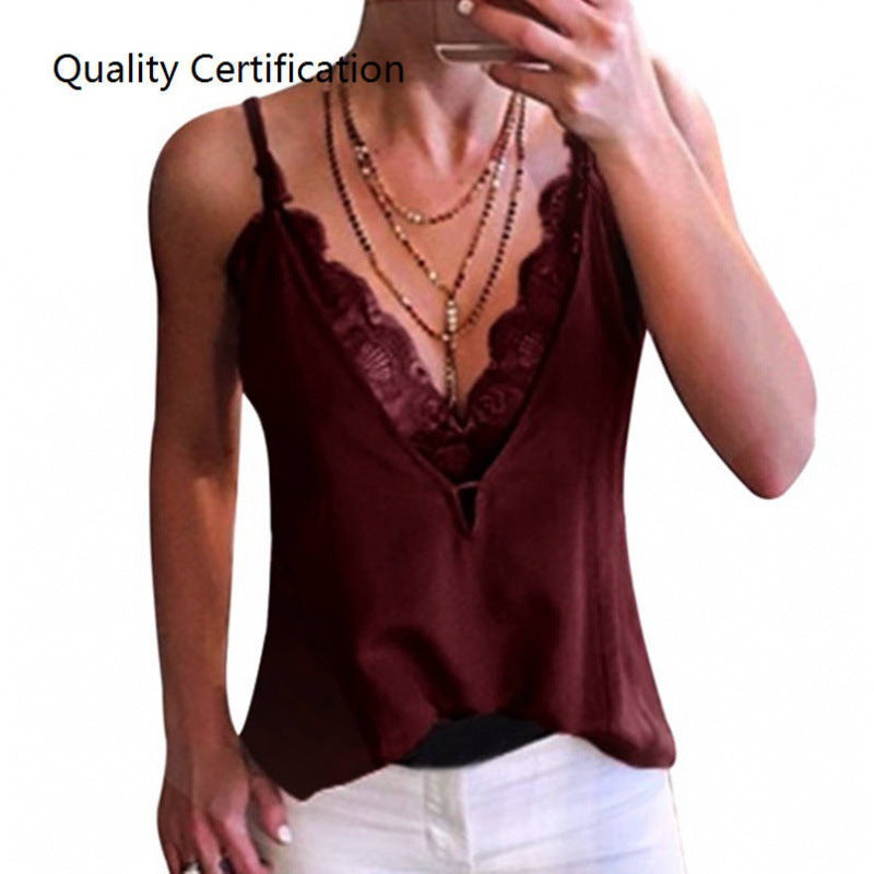 Trap Tank Tops Deep V-Neck Vests Spaghetti Straps