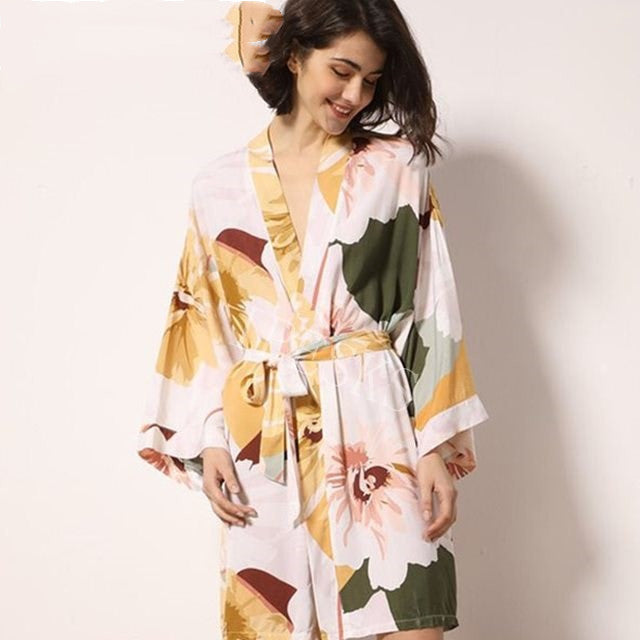 New Sleepwear Robe Spring Thin Cotton-silk Women