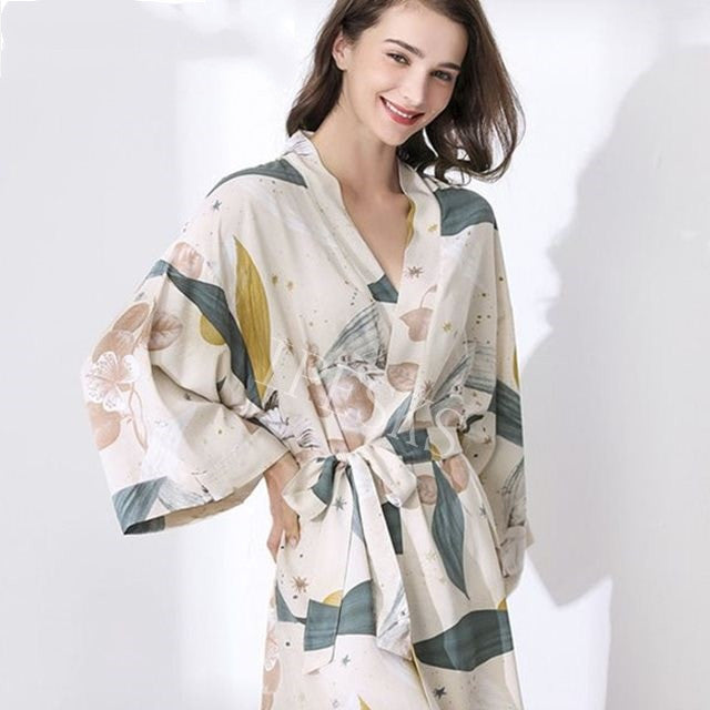 New Sleepwear Robe Spring Thin Cotton-silk Women