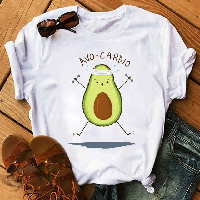 Ladies' New Avocado Print T Shirt Bottoming Shirt