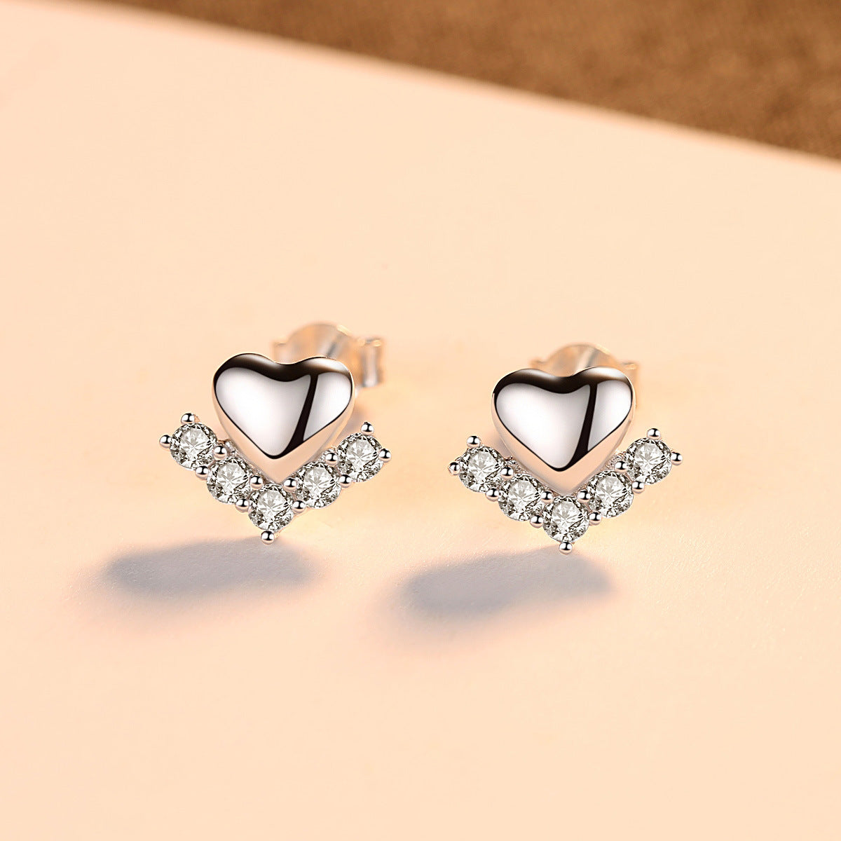 Sterling Silver Mini Bone Stud Earrings Love Heart Stud Earrings