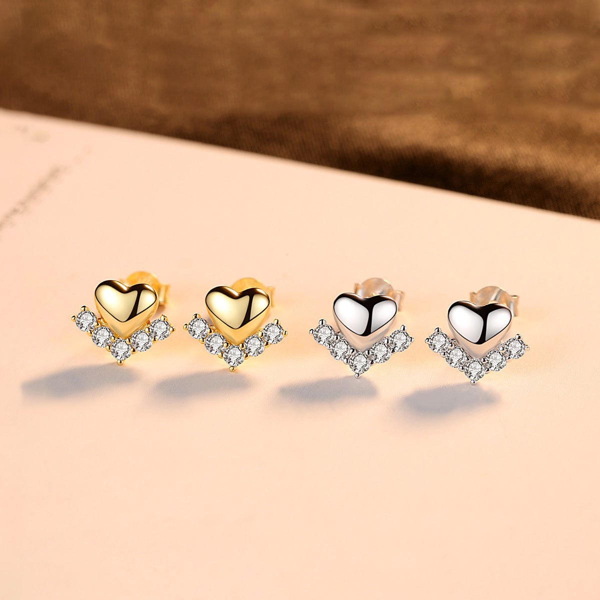 Sterling Silver Mini Bone Stud Earrings Love Heart Stud Earrings