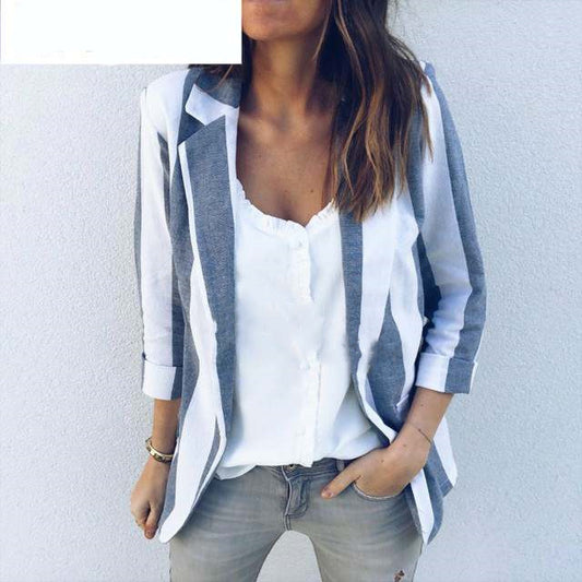 Work Long Sleeve Striped Blazer