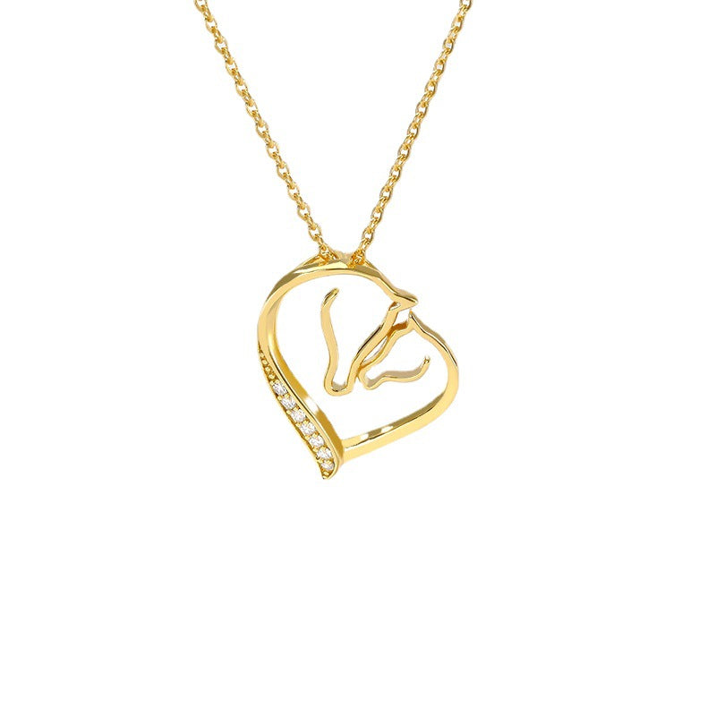 Zircon Necklace Classic Love Heart Pendant Necklace Women's Heart Necklace