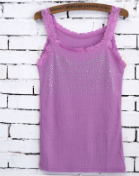 Lace Edge Starry Hot Drilling Tank Top Small Slip Top