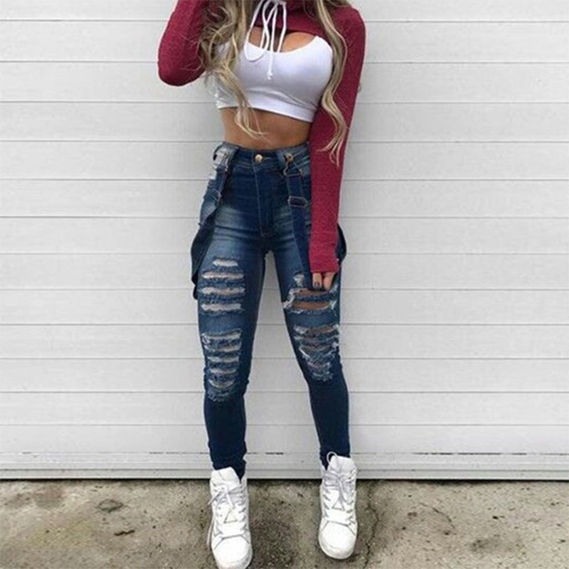 High-rise ripped jeans