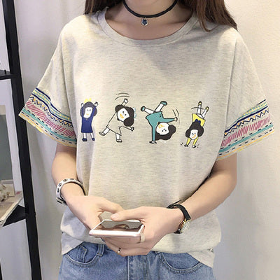 Summer cotton blouse with short sleeves