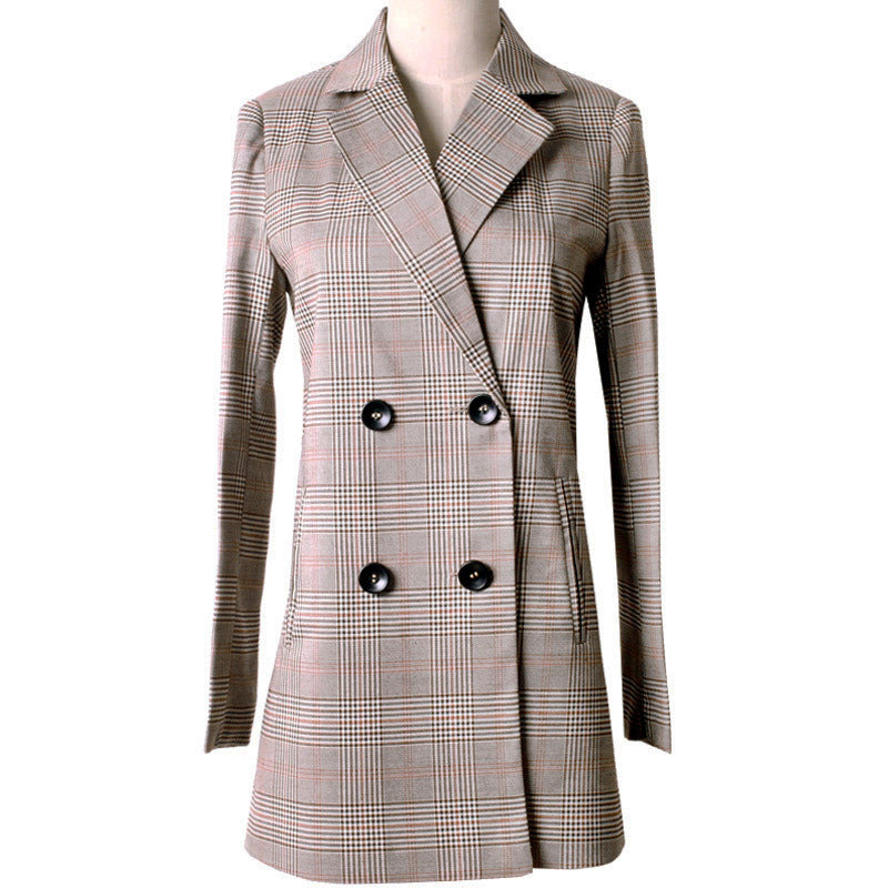 Plaid blazer female Korean version ladies