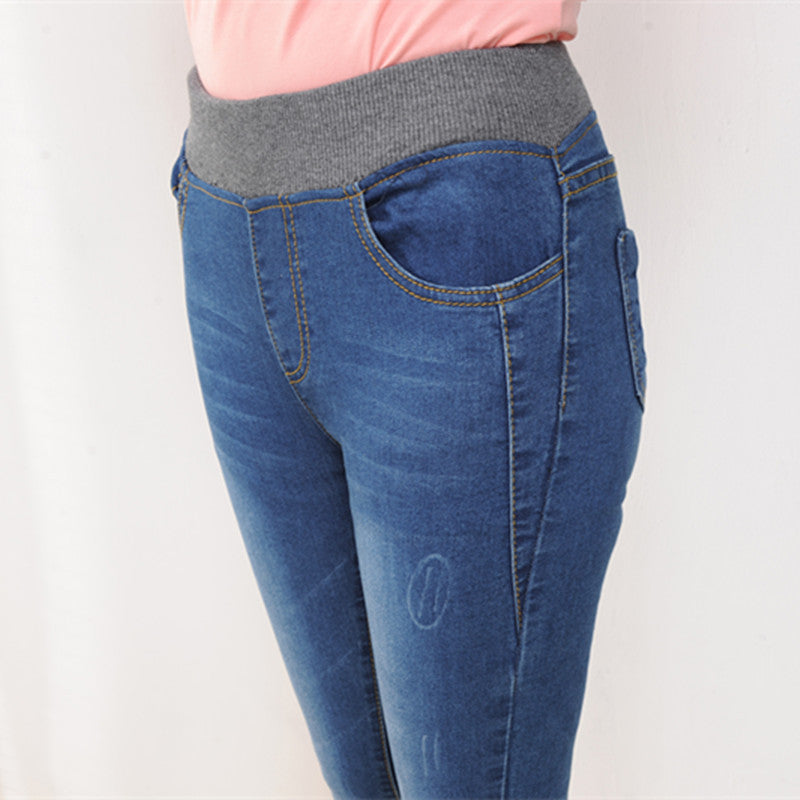 Plus Velvet Thick Jeans Women Trousers Plus Size Pencil Women Trousers