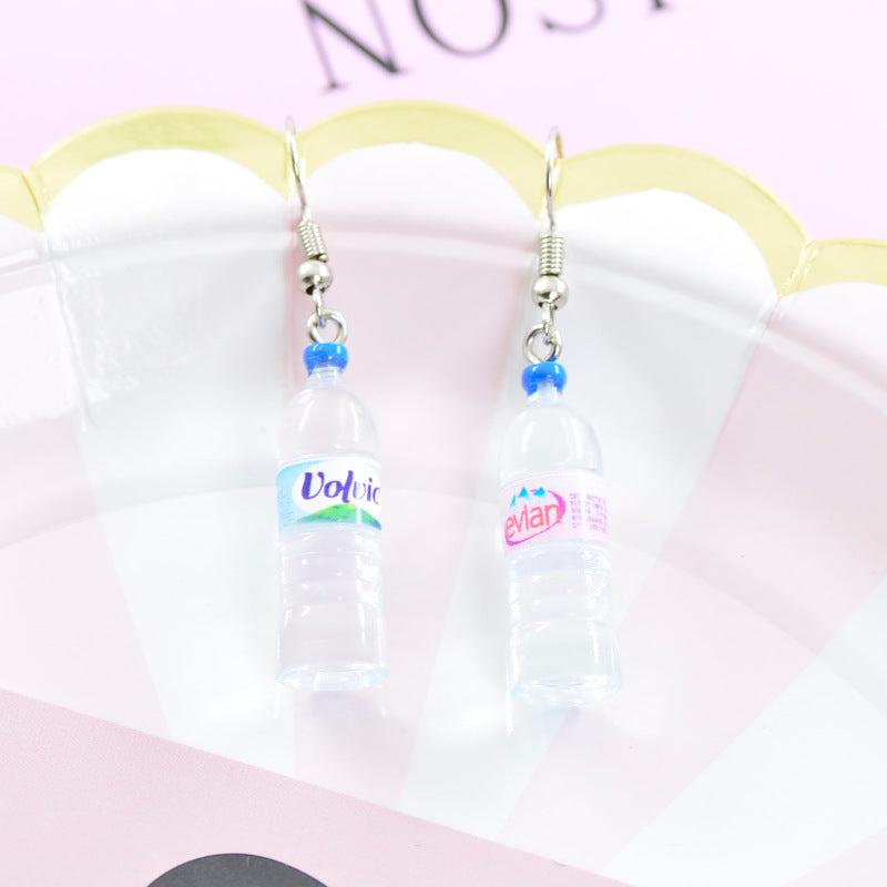 Vivid Little Mineral Water Bottle Pendant Silver Color Dangle Earrings Drop Earrings for Women