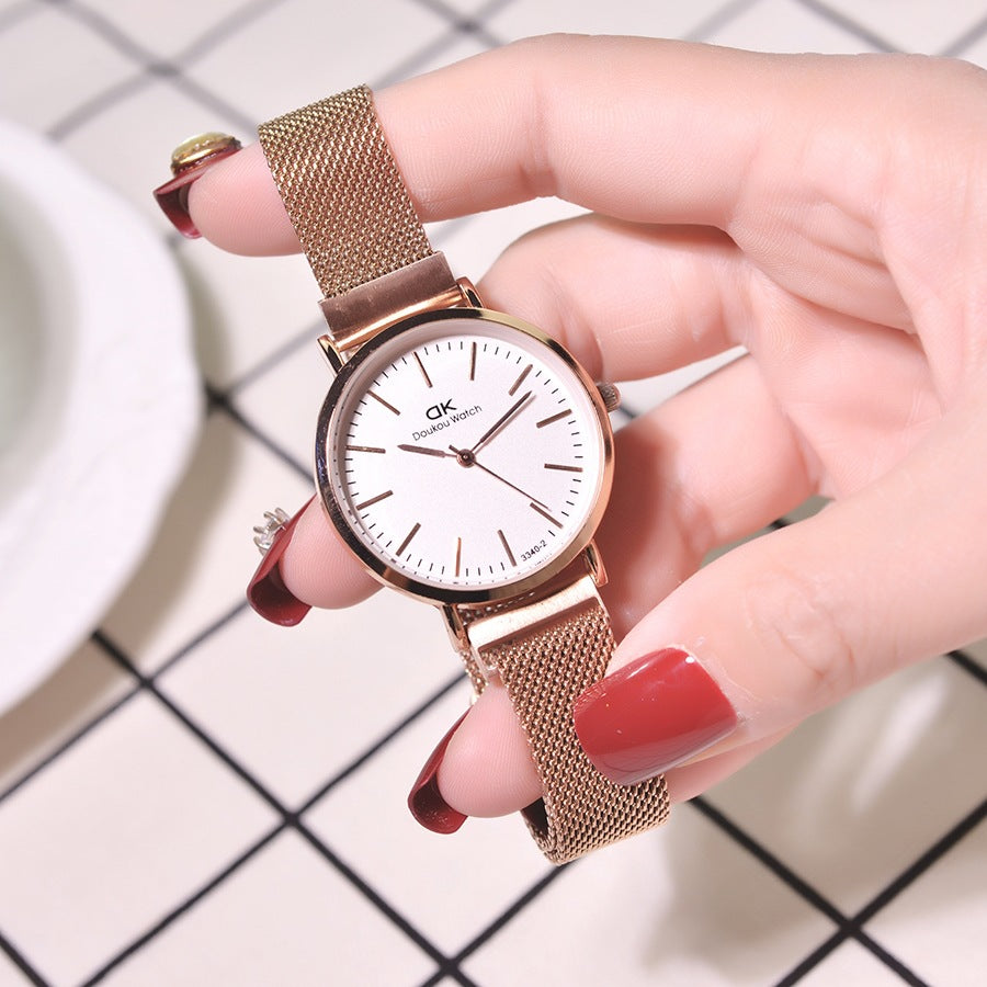 Simple waterproof mesh strap quartz watch women