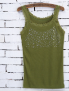 Lace Edge Starry Hot Drilling Tank Top Small Slip Top