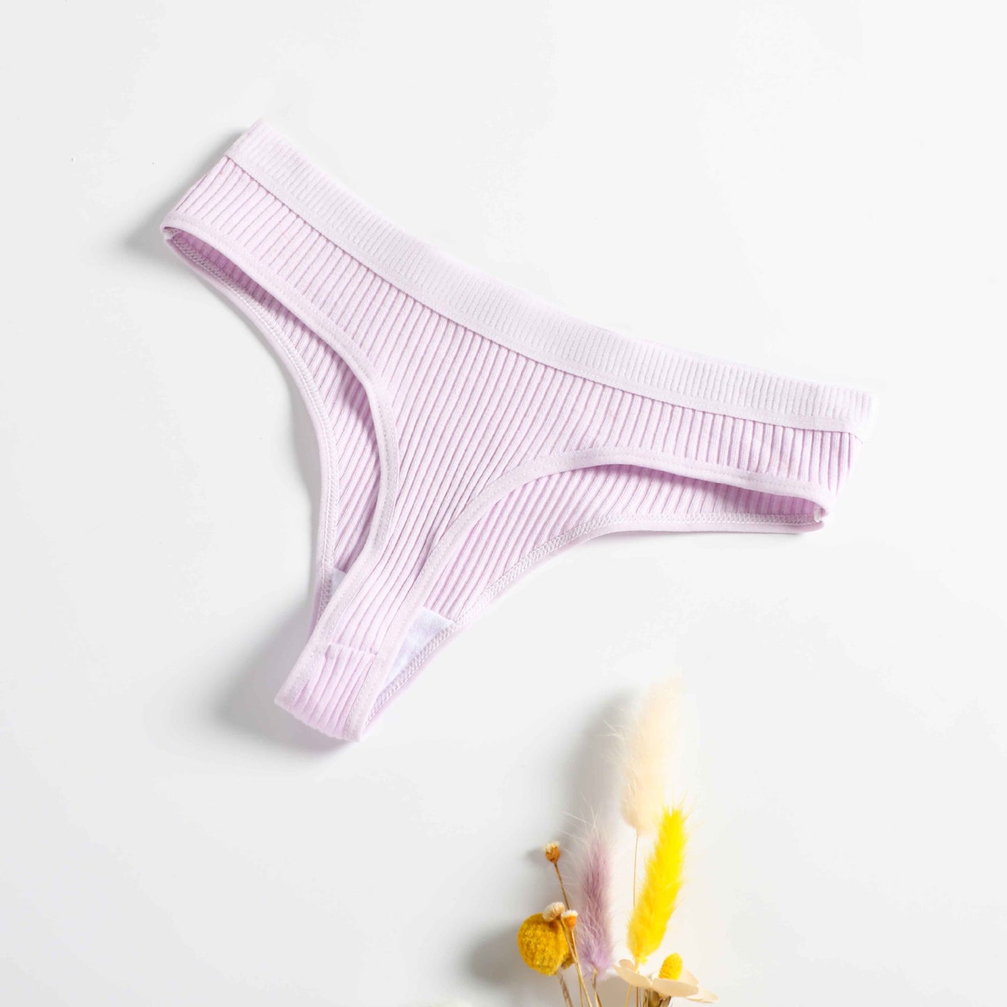 Women's Fashion Solid Color Cotton Ribbed Panties