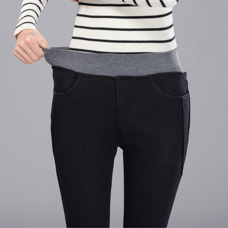 Plus Velvet Thick Jeans Women Trousers Plus Size Pencil Women Trousers