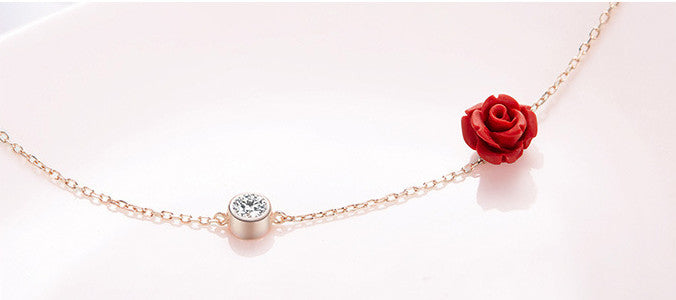 Rose flower ankle bracelet 925 silver cubic zirconia bracelet  sterling silver fashion jewelry for women