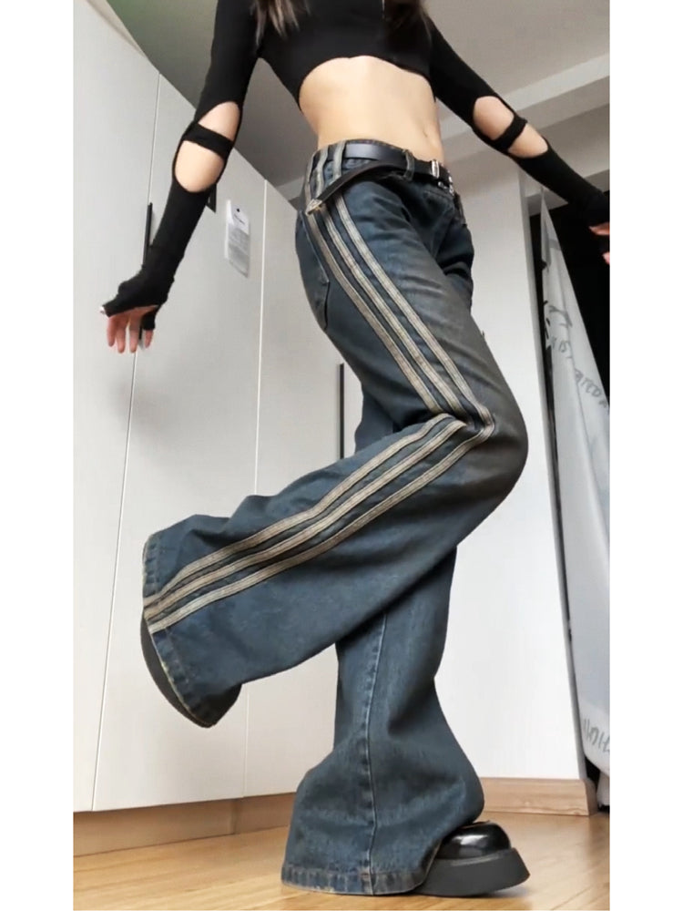 High Street Vintage Striped Jeans Woman