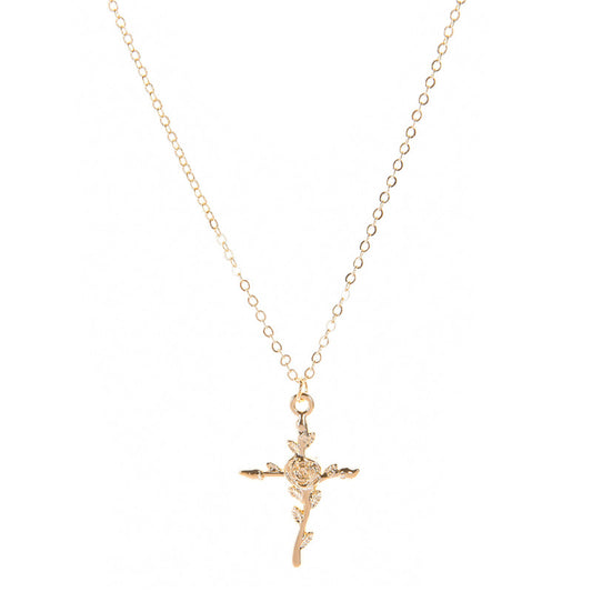 Alloy Rose Cross Pendant Necklace Earrings Earrings Necklace