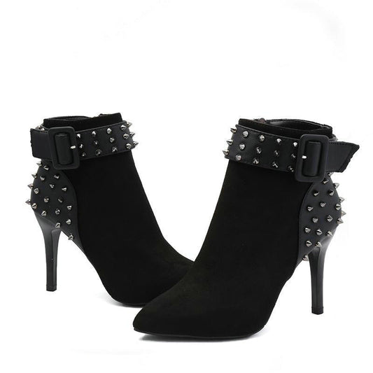 All-match rivet pointed high heels