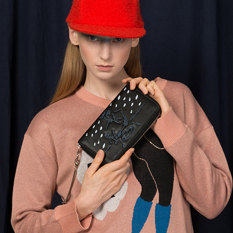 YIZISToRE new creative PU leather women crossbody long wallets fashion bags in LINES series(FUN KIK store)