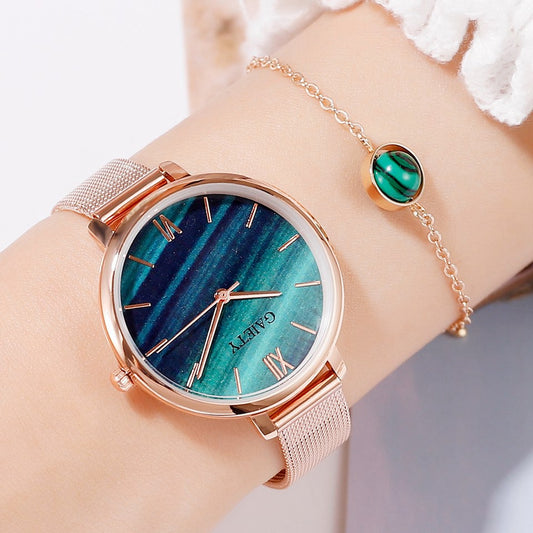 Women Rose Gold Water Drill Bracelet Watch