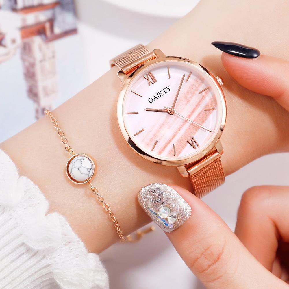 Women Rose Gold Water Drill Bracelet Watch