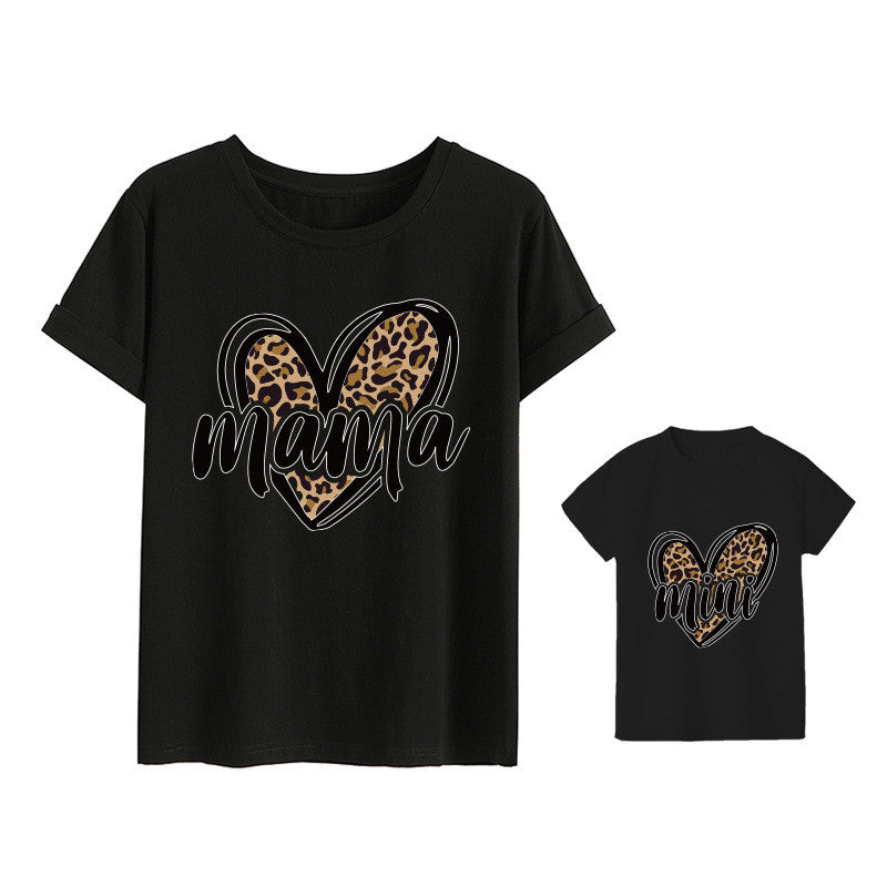 Graphic Leopard Print Love Parent-child T-shirt
