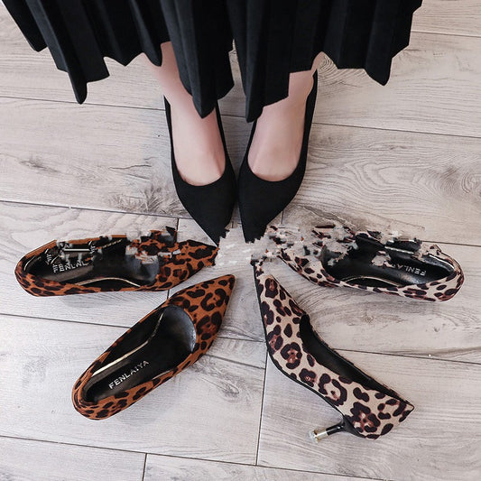 Pointed Leopard High Heels