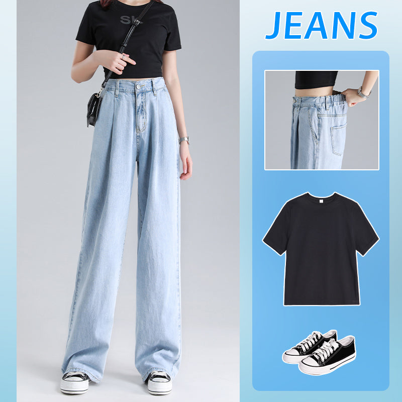 Tencel jeans wide leg pants for women in summer