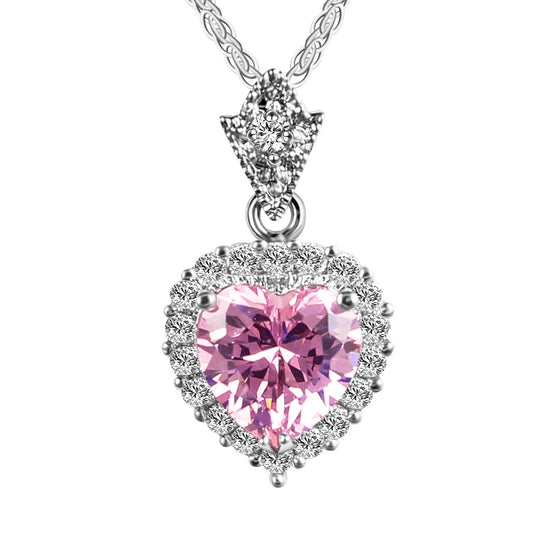 Micro-set zircon heart necklace, banquet necklace jewelry