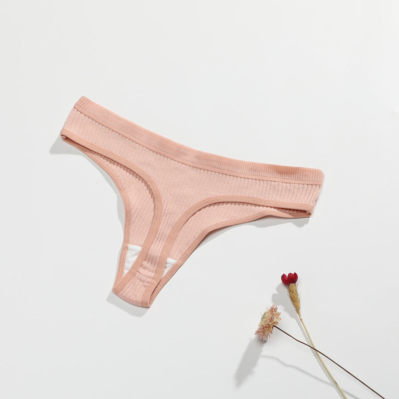 Women's Fashion Solid Color Cotton Ribbed Panties