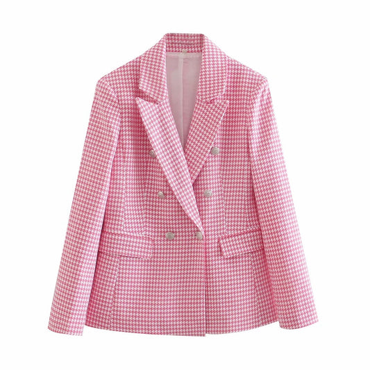 Fashion Houndstooth Slim-fit Casual Blazer