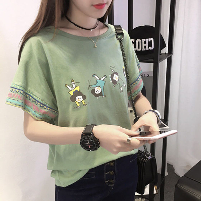 Summer cotton blouse with short sleeves