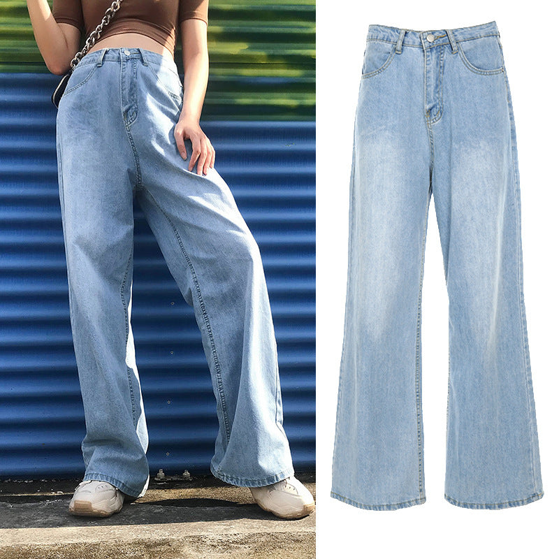 Foreign Trade Amazon New European And Beautiful Women Style High Waist Loose Wide Leg Jeans Women