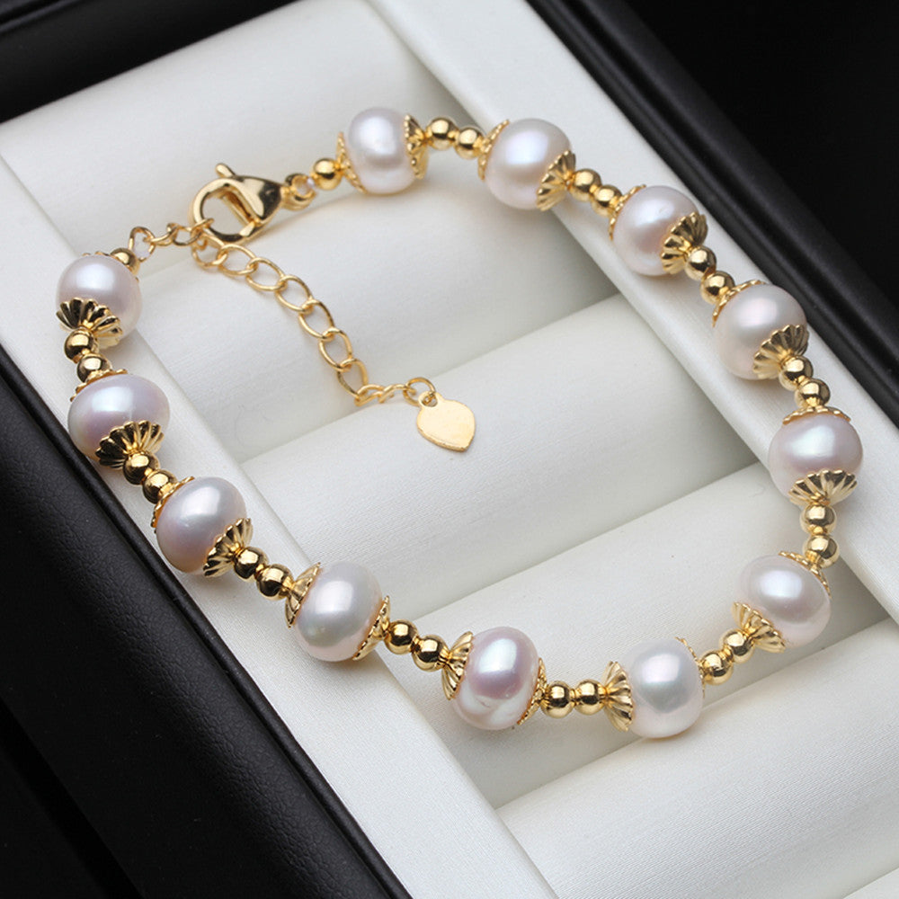 Real Freshwater Round Pearl Bracelet For Women Natural Pearl