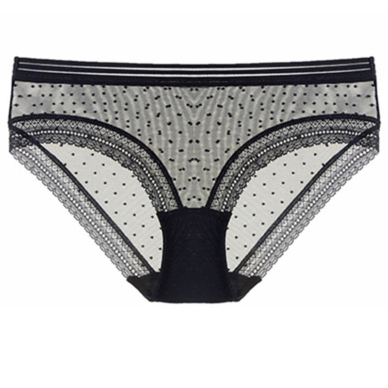 Low-waist mesh lace-wrapped women's panties