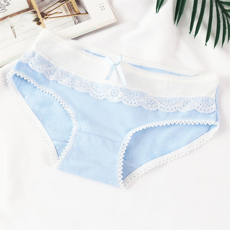 Candy Color Cotton Ladies Cute Bow Panties