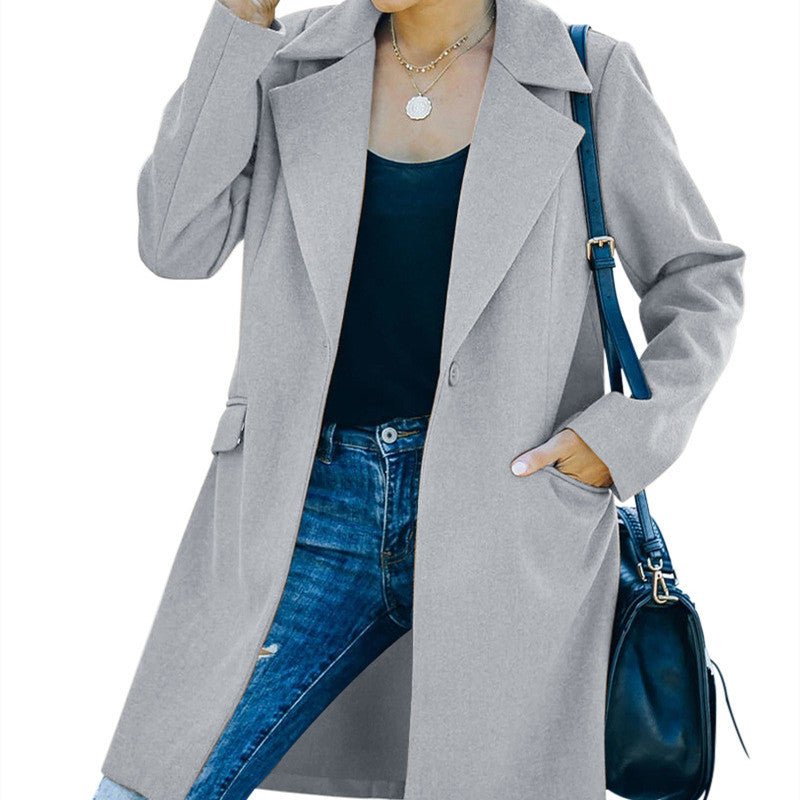 Long Sleeve Mid Length Blazer Women's Windbreaker